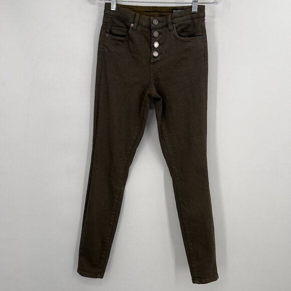 BLANKNYC The Great Jones High-Rise Skinny Jeans Olive Green Size 26 - Picture 1 of 10